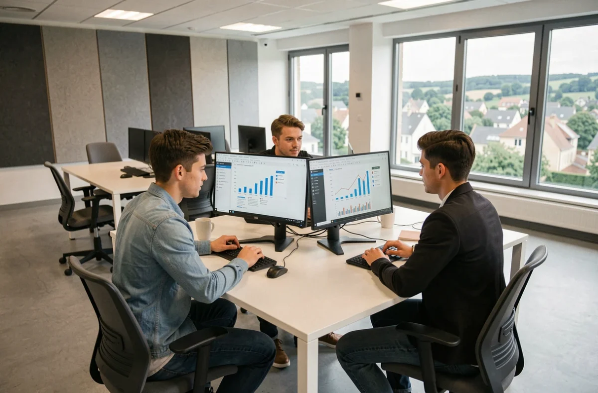 Étudiants du CESI école de commerce et d'ingénieurs de Dijon travaillant sur un projet en espace collaboratif