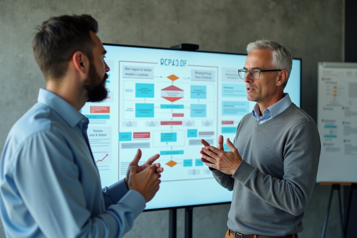 Deux collègues discutant d