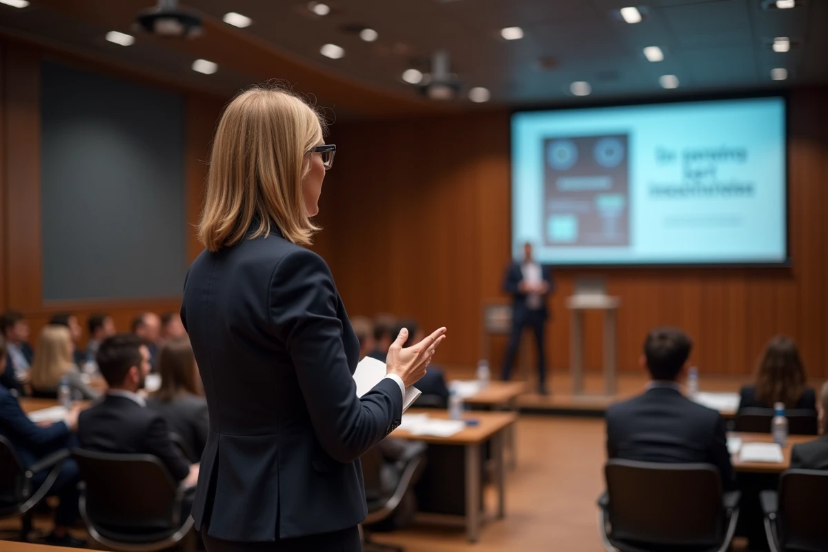 Conférencière lors d