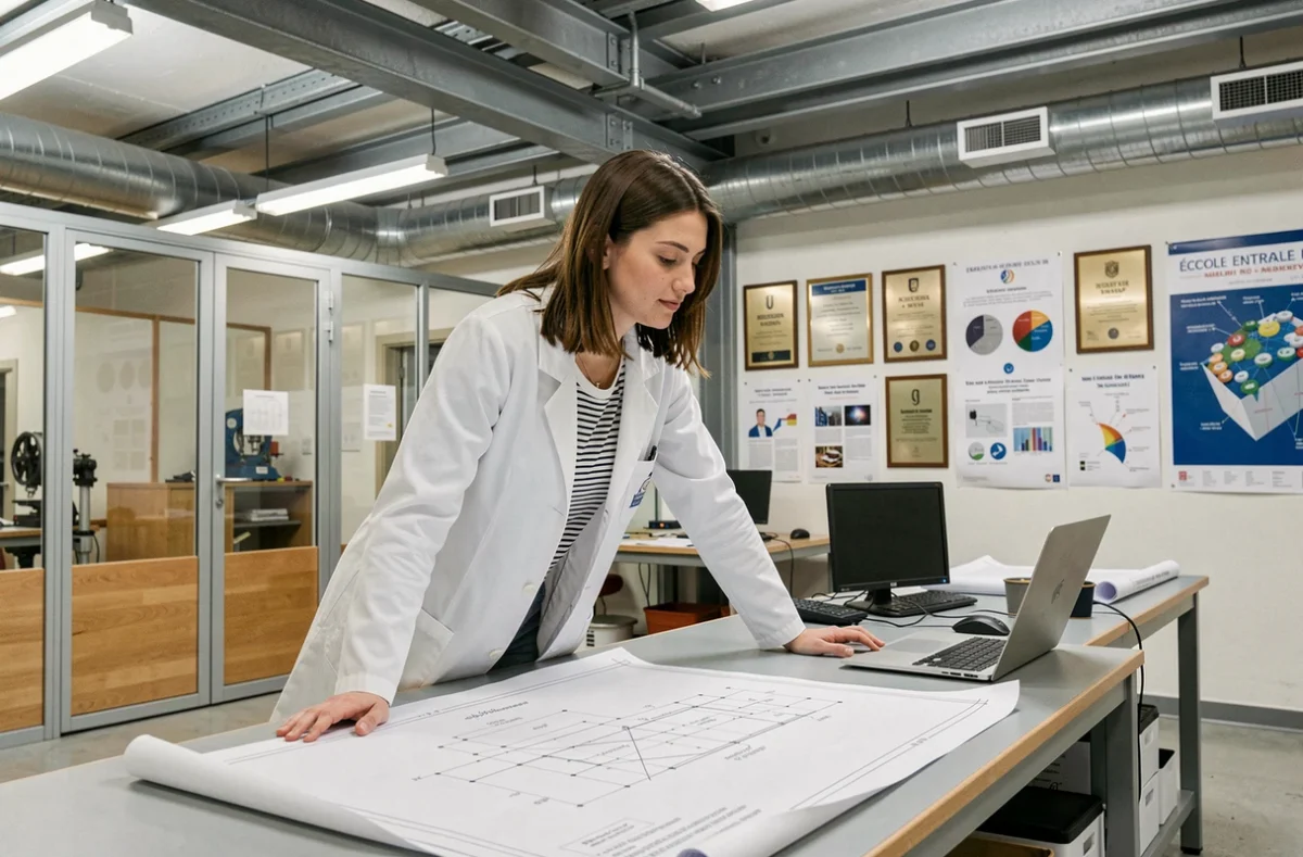 Étudiante en ingénierie travaillant sur des projets techniques à l'École Centrale de Lyon