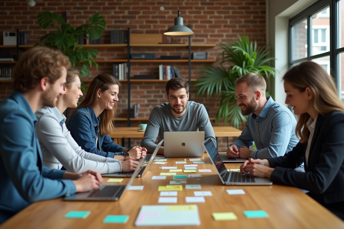 Groupe divers de professionnels collaborant autour d