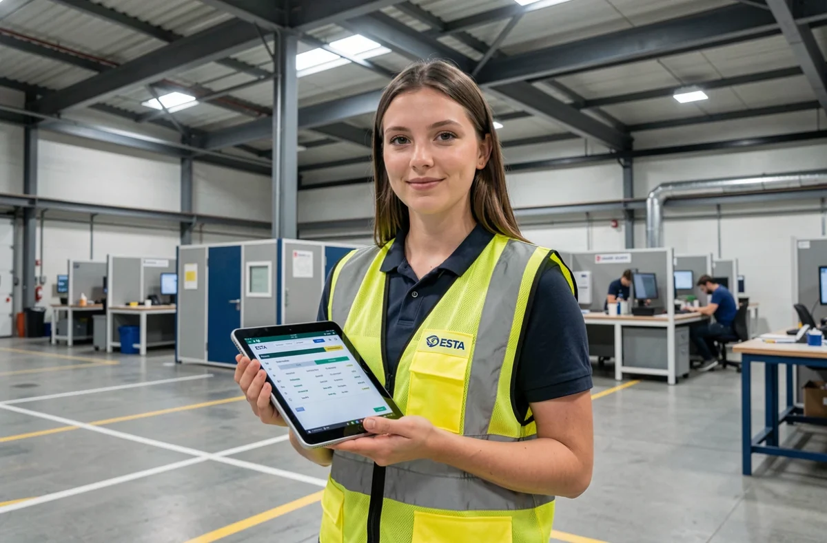 Étudiante en formation commerce et ingénierie à l'ESTA Belfort dans un environnement industriel pédagogique