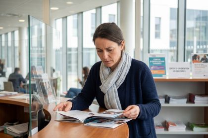 Femme en centre d'orientation à Valenciennes