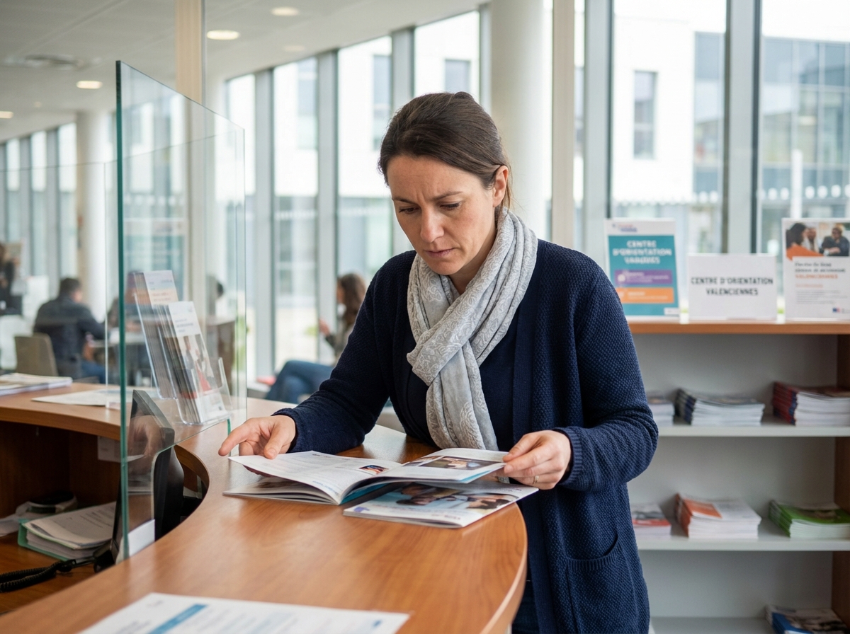 Femme en centre d'orientation à Valenciennes