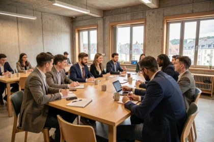 Groupe de jeunes en formation en alternance dans un centre de formation en Bourgogne-Franche-Comté