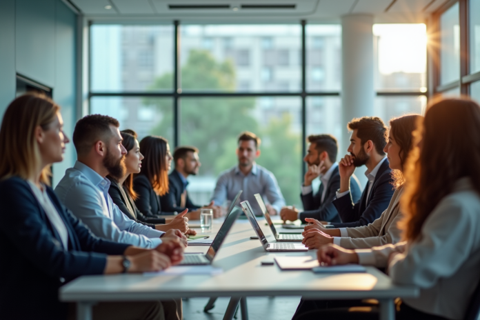 groupe-formation-entreprise Groupe divers d'employes en formation en entreprise