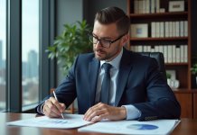 Analyste en revenu fixe : rôle et missions essentiels à connaître ! Homme d'affaires en costume analyse des documents financiers