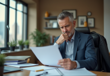 Quand l’entreprise impose de faire moins d’heures : le cas du contrat CDI Homme d'affaires en bureau moderne regardant des documents