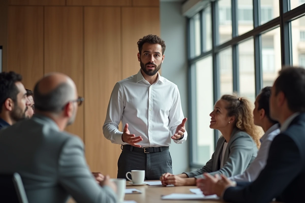 Jeune homme parlant lors d