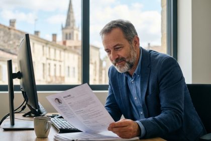 Homme d'affaires en réunion dans un bureau moderne à Auch