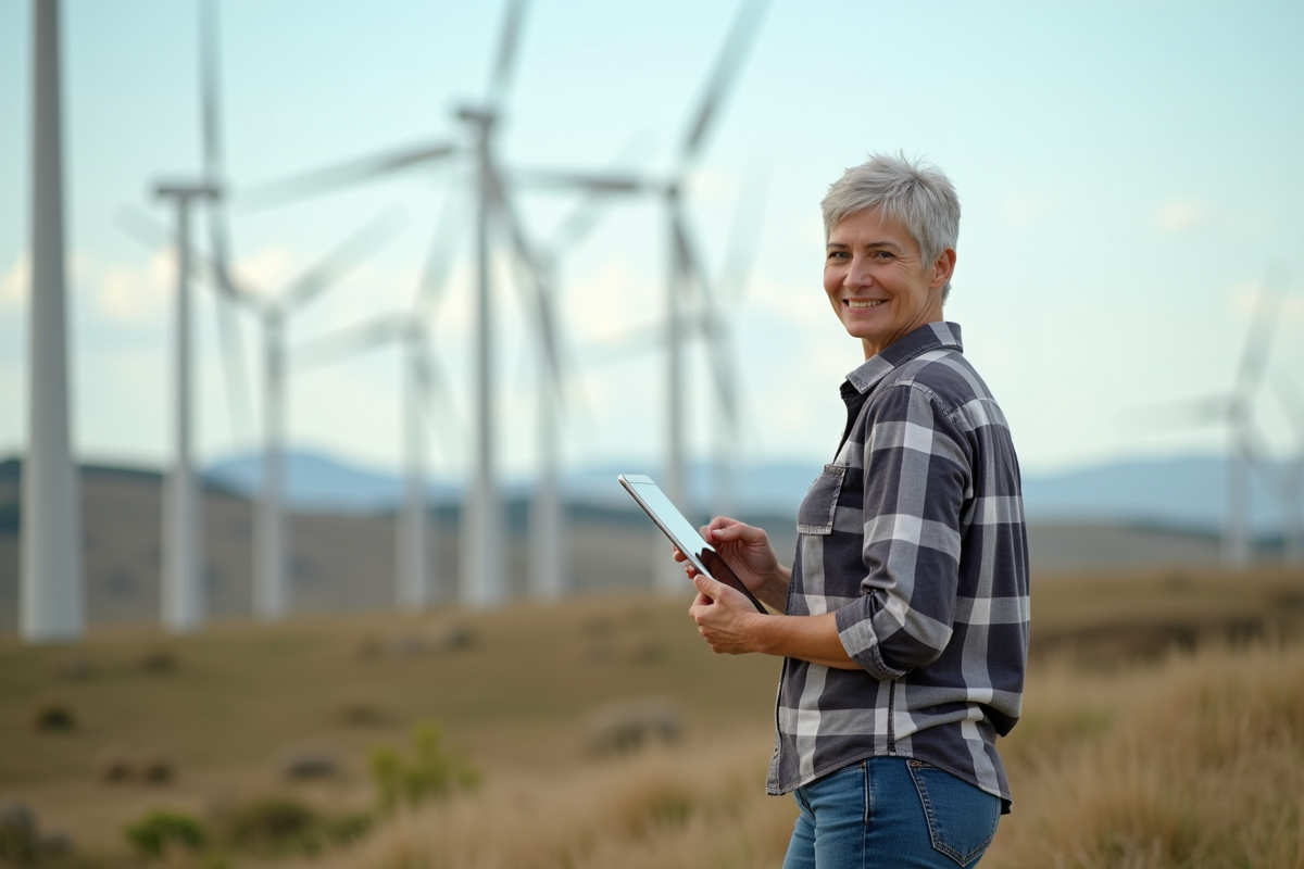 Ingénieure senior avec tablette près d