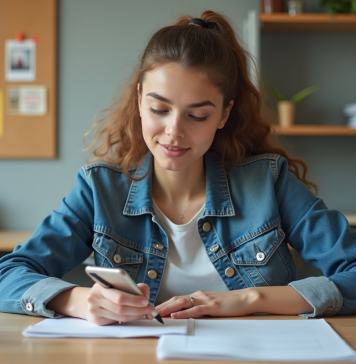 Jeune femme signant un document dans un centre communautaire