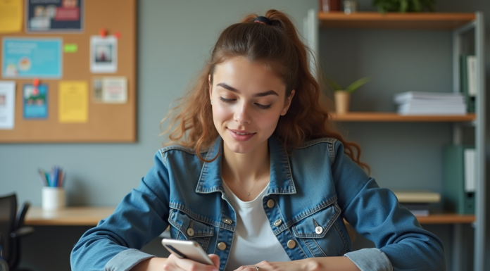 Jeune femme signant un document dans un centre communautaire