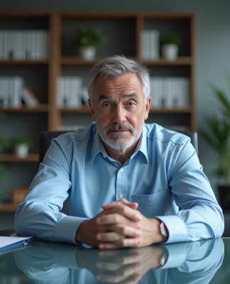 Manager homme en réflexion dans son bureau moderne