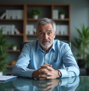 Manager homme en réflexion dans son bureau moderne