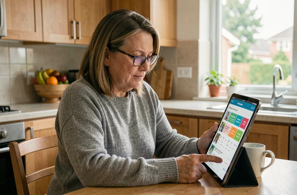 Parent consultant l'espace numérique de travail ENT sur une tablette depuis son domicile