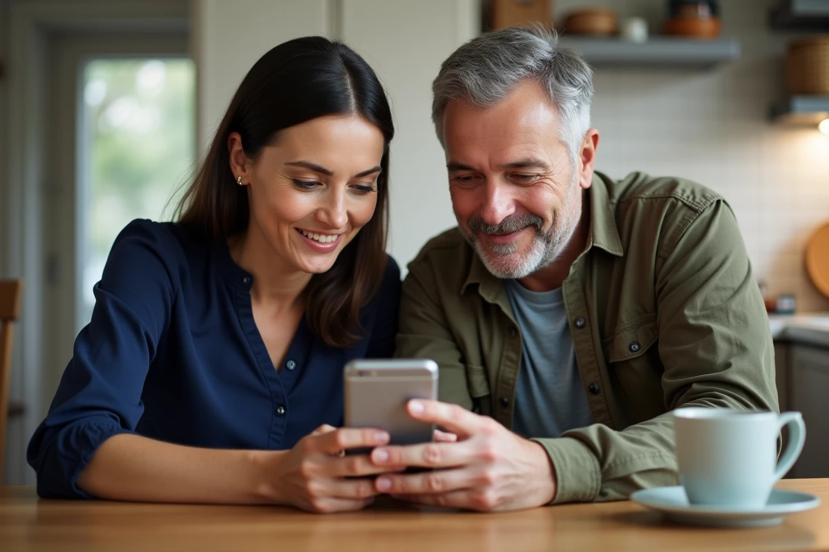Parents consultant les notes et absences de leur enfant sur une application de gestion scolaire depuis leur domicile